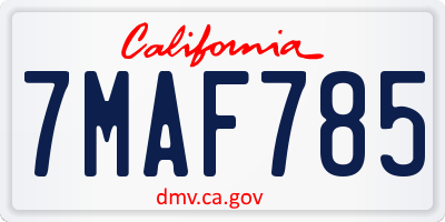 CA license plate 7MAF785