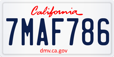 CA license plate 7MAF786