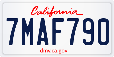CA license plate 7MAF790