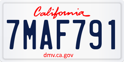 CA license plate 7MAF791