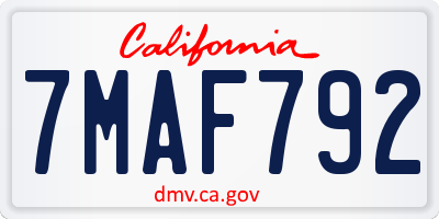CA license plate 7MAF792