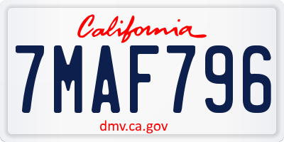 CA license plate 7MAF796
