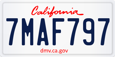 CA license plate 7MAF797