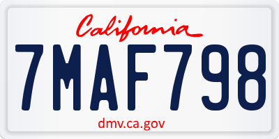 CA license plate 7MAF798