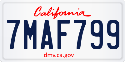 CA license plate 7MAF799