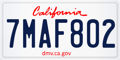 CA license plate 7MAF802