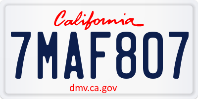 CA license plate 7MAF807