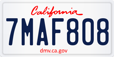 CA license plate 7MAF808
