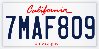 CA license plate 7MAF809