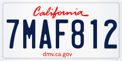 CA license plate 7MAF812