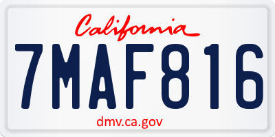 CA license plate 7MAF816