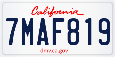 CA license plate 7MAF819