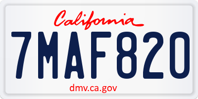 CA license plate 7MAF820
