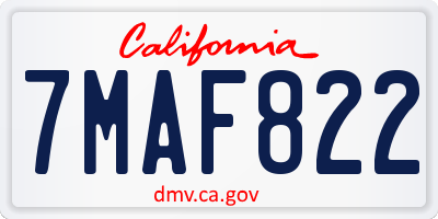 CA license plate 7MAF822
