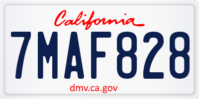 CA license plate 7MAF828