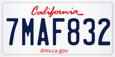 CA license plate 7MAF832