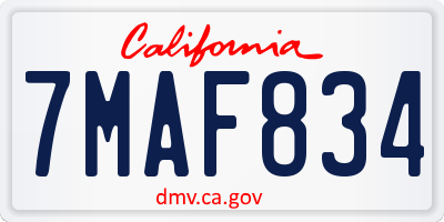 CA license plate 7MAF834
