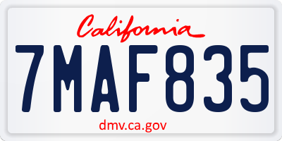 CA license plate 7MAF835