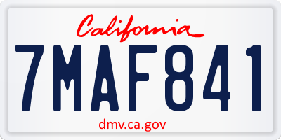 CA license plate 7MAF841