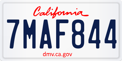 CA license plate 7MAF844