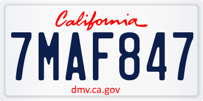 CA license plate 7MAF847