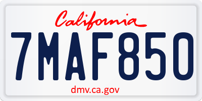 CA license plate 7MAF850