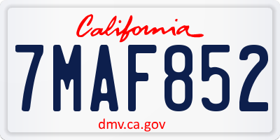 CA license plate 7MAF852
