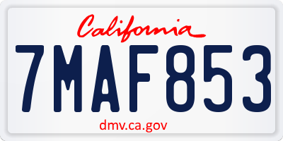CA license plate 7MAF853