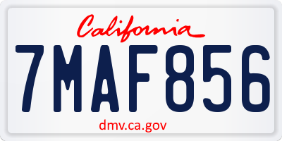 CA license plate 7MAF856