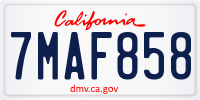 CA license plate 7MAF858
