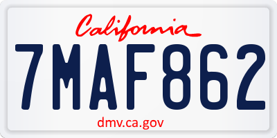 CA license plate 7MAF862