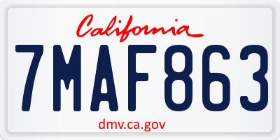 CA license plate 7MAF863