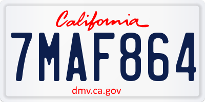 CA license plate 7MAF864