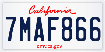 CA license plate 7MAF866