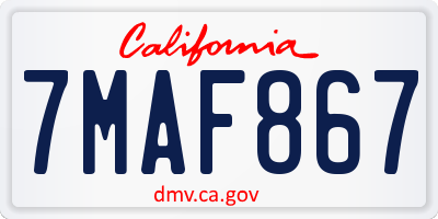 CA license plate 7MAF867