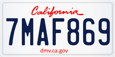 CA license plate 7MAF869