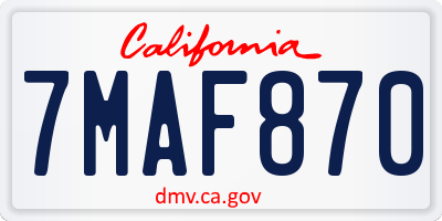 CA license plate 7MAF870