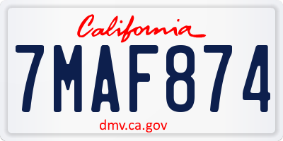 CA license plate 7MAF874
