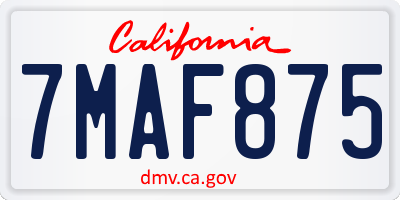 CA license plate 7MAF875