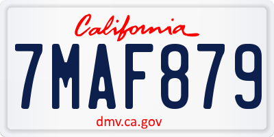CA license plate 7MAF879