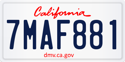CA license plate 7MAF881