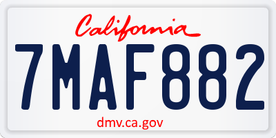 CA license plate 7MAF882