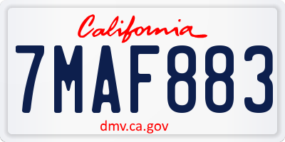 CA license plate 7MAF883