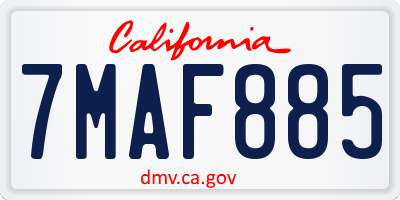 CA license plate 7MAF885