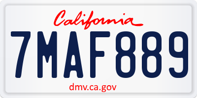 CA license plate 7MAF889