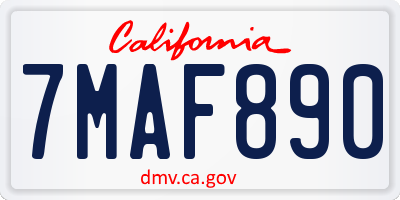 CA license plate 7MAF890