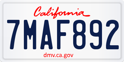 CA license plate 7MAF892