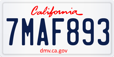 CA license plate 7MAF893