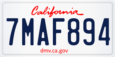 CA license plate 7MAF894