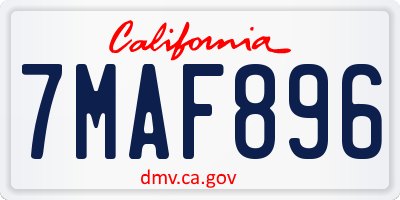 CA license plate 7MAF896